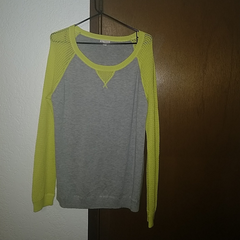 Gap colorblock knit sweatshirt with mesh/lace